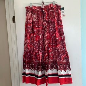 Lauren Ralph Lauren Red Paisley A-Line Skirt